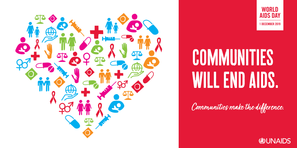 Graphic image from UNAIDS for World AIDS Day that says communities will end AIDS